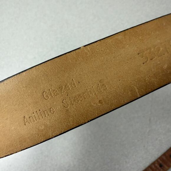 Tulliani Leather Belt Large Glazed Anline Steerhide Silver Buckle Embossed USA - Picture 10 of 10